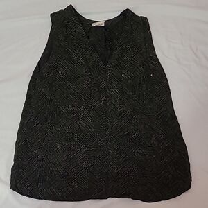 Converse one star sheer olive green print sleeveless blouse size M womens